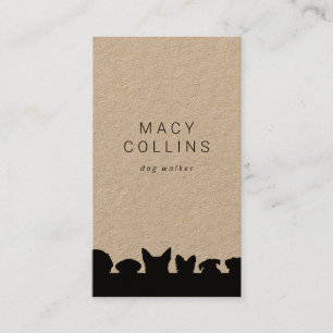 Rustic dogs silhouette kraft business card