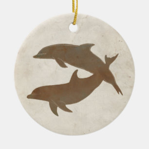 Rustic Dolphins Beach Wedding Ceramic Tree Decoration