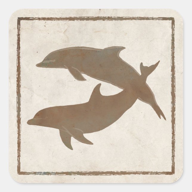 Rustic Dolphins Beach Wedding Envelope Seal (Front)