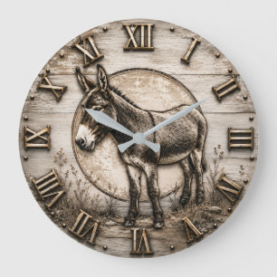Rustic Donkey Farmhouse Vintage Country Barn Large Clock