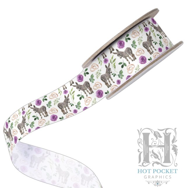 Rustic Donkey Floral Purple Satin Ribbon (Creator Uploaded)