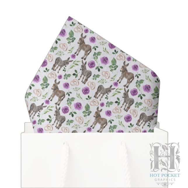 Rustic Donkey Floral Purple Tissue Paper (Creator Uploaded)