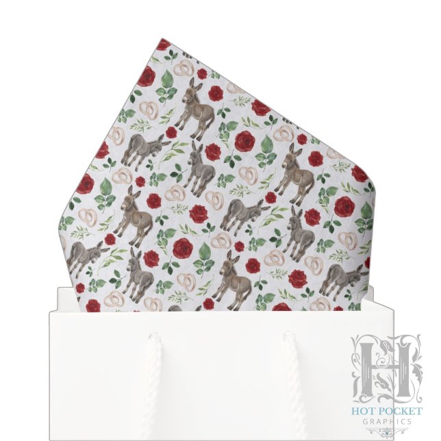 Rustic Donkey Floral Red Tissue Paper (Creator Uploaded)
