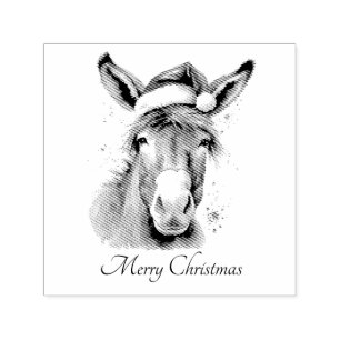 Rustic Donkey Holiday Mailing Style Self-inking Stamp