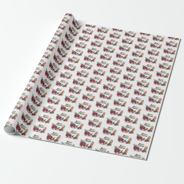 Rustic Doodle Christmas Wrapping Paper (Unrolled)