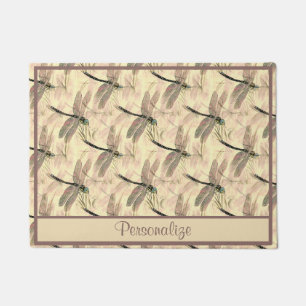 Rustic Dragonfly Art Design Pattern Doormat
