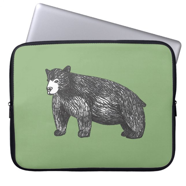 Rustic Drawing Black Bear Laptop Sleeve (Front)