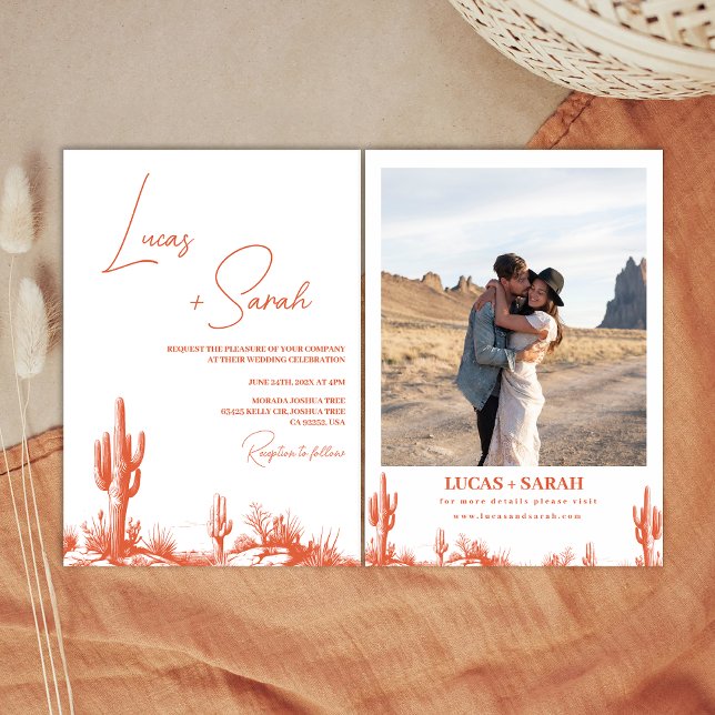 Rustic Drawn Verona Sunset Western Desert Wedding  Invitation (Western Wedding Invitation, Southern Country Wedding Invitation, Verona Sunset Color, Western Desert)