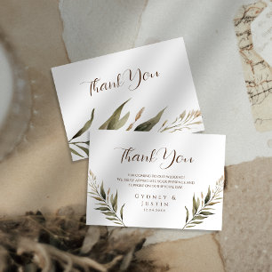 Rustic Dread Floral Pampas Wedding Thank You Card