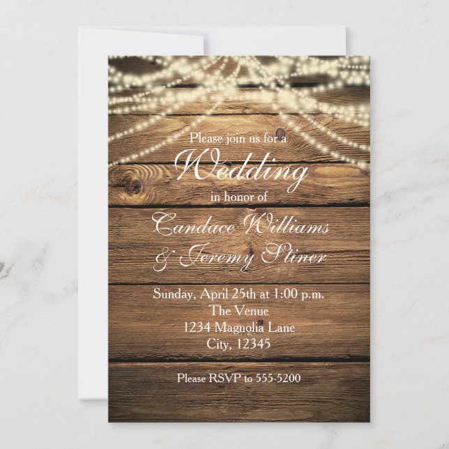 Rustic Dreamy Romantic Lights Wedding Invitation (Front)