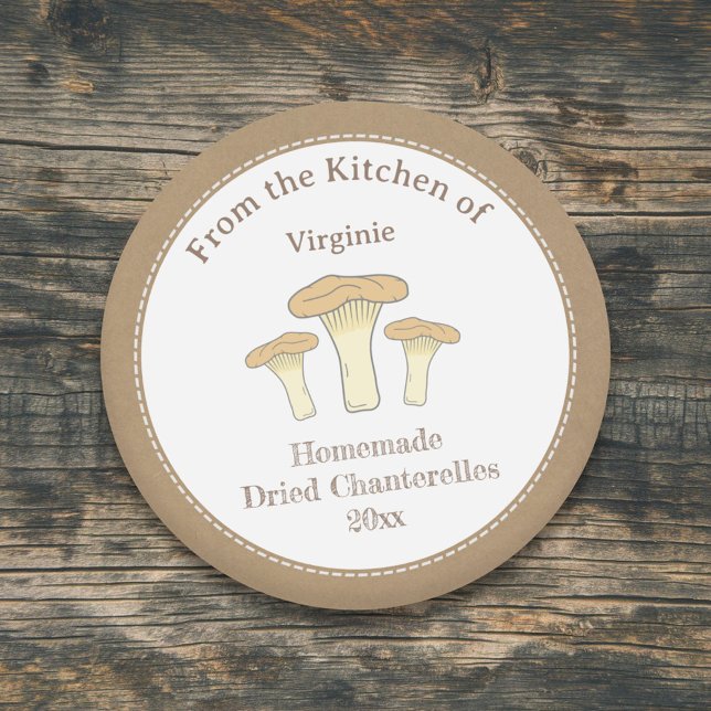 Rustic Dried Chanterelles Label Sticker (Rustic Dried Chanterelles Label Sticker)