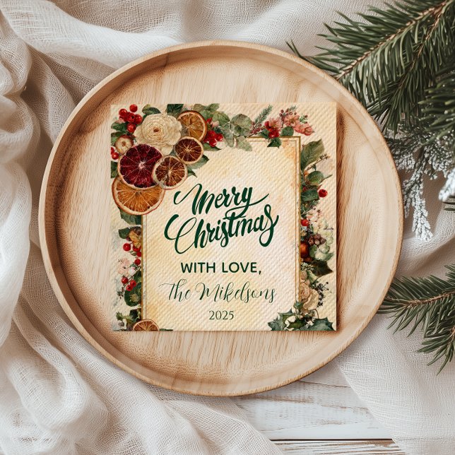 Rustic Dried Orange and Fruit Christmas Napkin (Creator Uploaded)