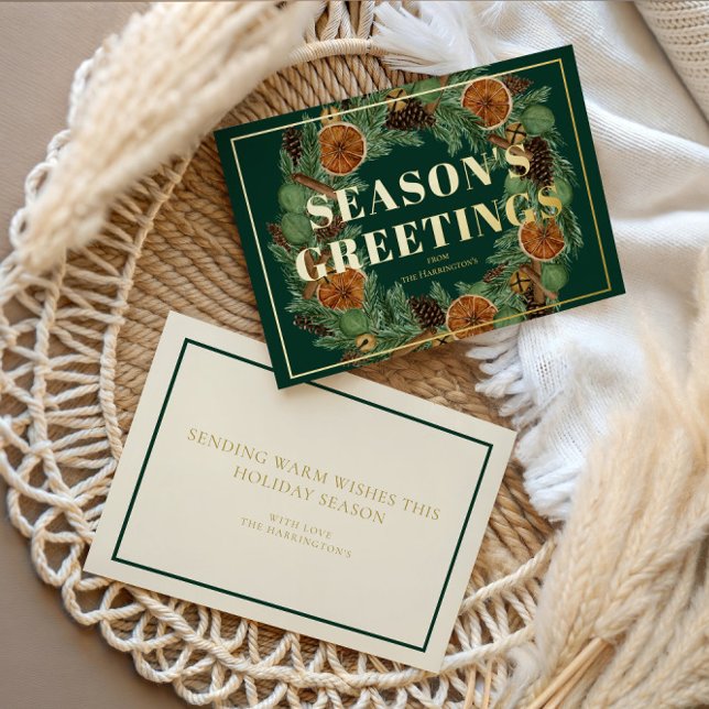 Rustic Dried Orange Pine Season's Greetings Gold  (Creator Uploaded)