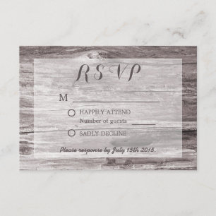Rustic Driftwood Background Wedding RSVP Card