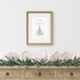 Rustic Driftwood Coastal Christmas Tree Poster