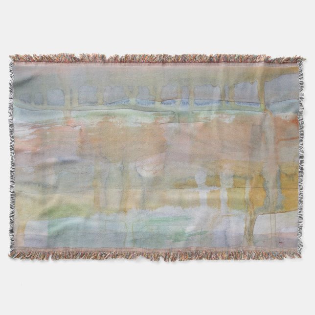 Rustic Drip Watercolor Print Throw Blanket (Front)