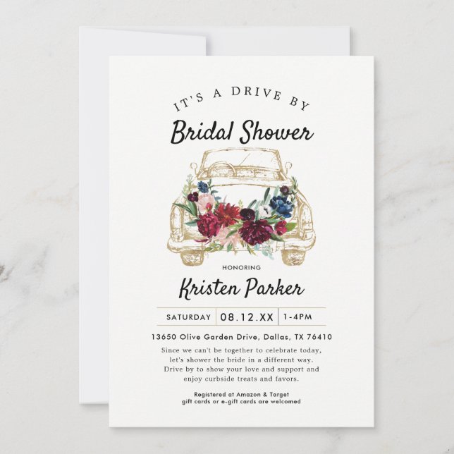 Rustic Drive By Bridal Shower Invitation (Front)