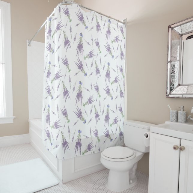 Rustic Dry Lavender Flower Bundles Pattern Shower Curtain (In Situ)