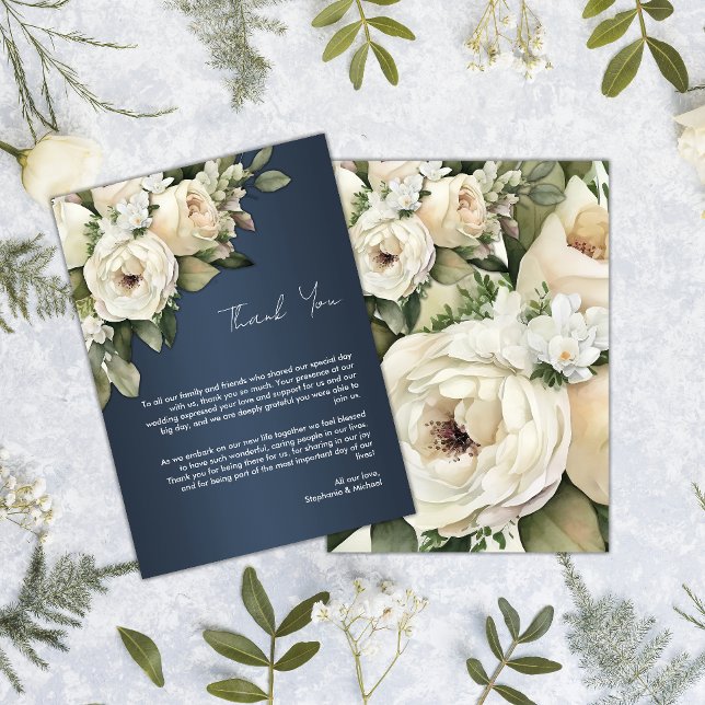 Rustic Dusty Blue and Boho Roses Wedding Thank You (Creator Uploaded)