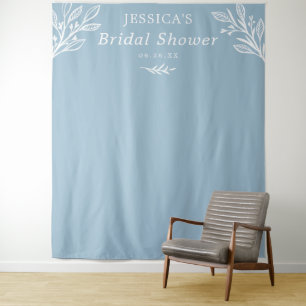 Rustic Dusty Blue Backdrop Bridal Shower Tapestry