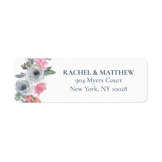 Rustic Dusty Blue Blush Watercolor Floral Wedding (Front)
