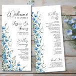 Rustic Dusty Blue Boho Chic Wildflowers Wedding Programme<br><div class="desc">Welcome your guests to your wedding ceremony with this rustic bohemian wildflowers wedding program. Features a bounty blue flax or periwinkle flowers on a classic white background. The titles are written in elegant script lettering and there is space for the ceremony details, wedding or bridal party, and a short thank...</div>