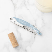 Rustic Dusty Blue Cork Screw Wine Bottle Opener