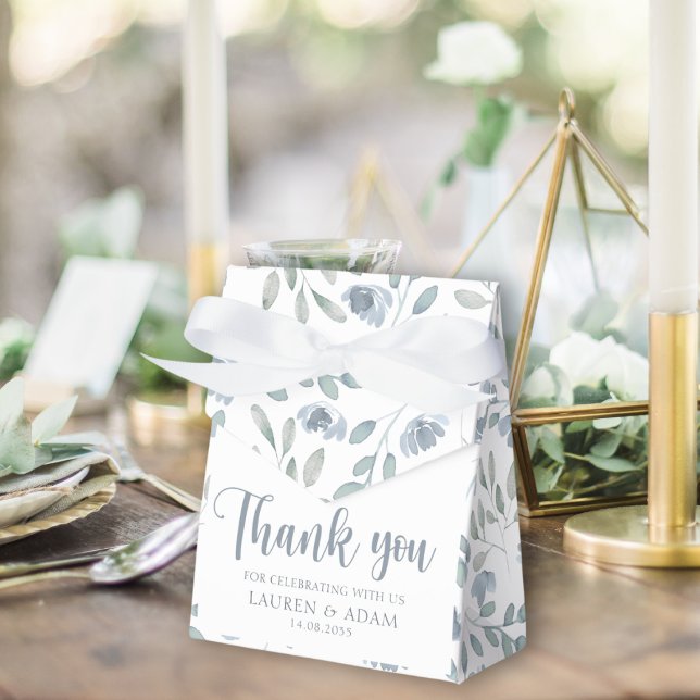 Rustic Dusty Blue Eucalyptus Wedding Thank you Favour Box (Creator Uploaded)