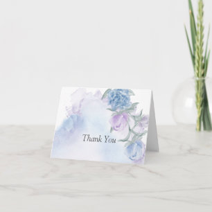 Rustic Dusty Blue Floral Watercolor Thank You Card