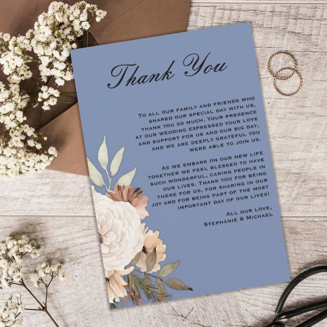 Rustic Dusty Blue Floral Wedding Guest Thank You (Creator Uploaded)