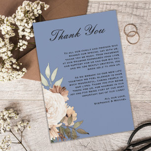 Rustic Dusty Blue Floral Wedding Guest Thank You Card
