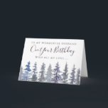 Rustic Dusty Blue Forest Husband Birthday  Card<br><div class="desc">watercolor dusty blue trees happy birthday card. Customisable</div>