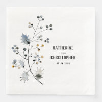 Rustic Dusty Blue Holly Stem Leaf & Berries