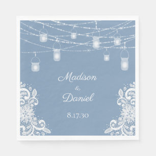 Rustic Dusty Blue Lights Wedding Napkins