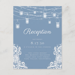 Rustic Dusty Blue Lights Wedding Reception Enclosure Card