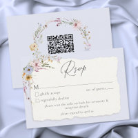 Rustic Dusty Blue Romantic Wildflower Wedding QR