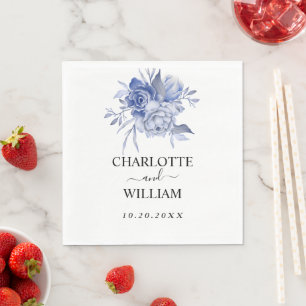 rustic dusty blue roses and other flowers napkin