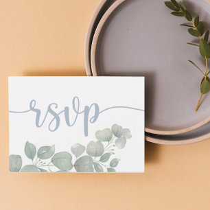 Rustic Dusty Blue RSVP Wedding  Card