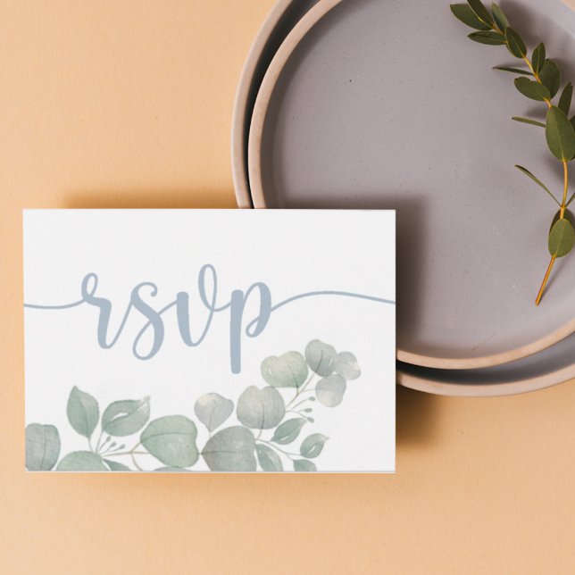 Rustic Dusty Blue RSVP Wedding  Card (Creator Uploaded)