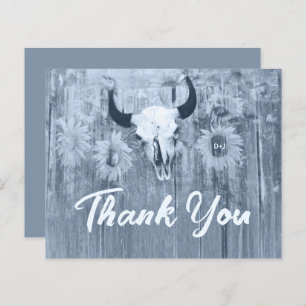 Rustic Dusty Blue Sunflowers Bull Skull Budget