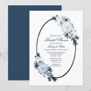 Rustic Dusty Blue Watercolor Floral Bridal Shower Invitation