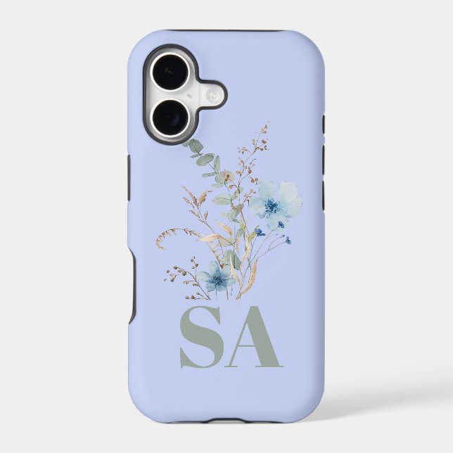 rustic dusty Blue watercolor flower bouquet (Back)