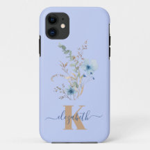 rustic dusty Blue watercolor flower bouquet
