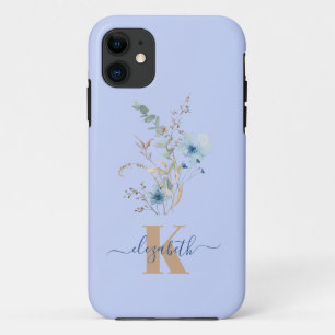 rustic dusty Blue watercolor flower bouquet Case-Mate iPhone Case