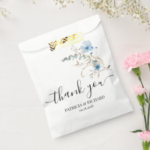 rustic dusty Blue watercolor flower bouquet Favour Bags