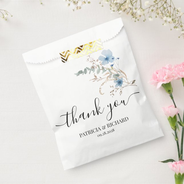 rustic dusty Blue watercolor flower bouquet Favour Bags (Sealed)