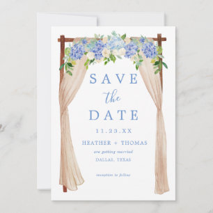 Rustic Dusty Blue Watercolor Hydrangea Save The Date