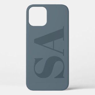 Rustic Dusty Blue Watercolor Minimal Contemporary iPhone 12 Case
