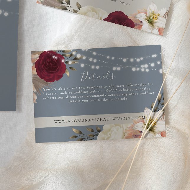 Rustic Dusty Blue Wedding Details Card (Creator Uploaded)