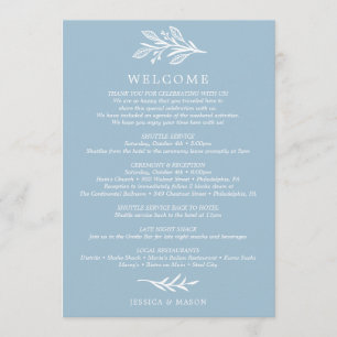 Rustic Dusty Blue Wedding Itinerary - Welcome Programme